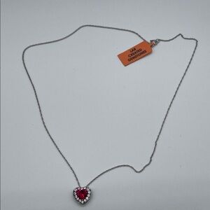 Sterling Heart Necklace Lab Created Ruby & Sapphires 18”